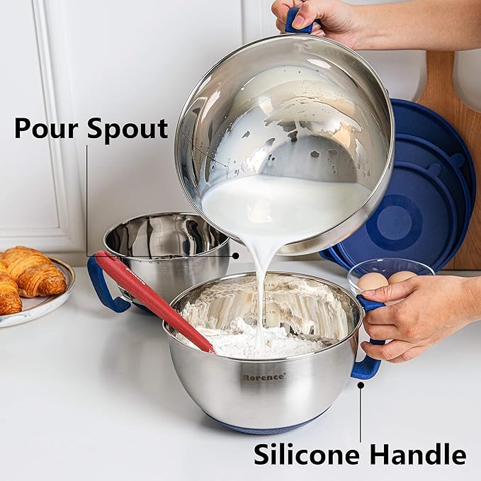 Rorence Mixing Bowls Set: Stainless Steel Non-Slip Bowls - Image 6