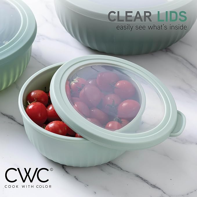 COOK WITH COLOR Prep Bowls with Lids- Wide and Deep Nesting Plastic Small - Image 5