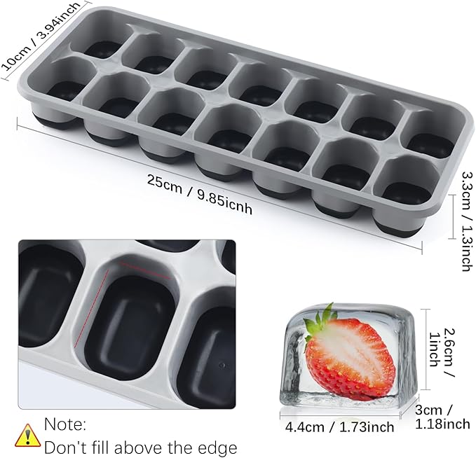 Silicone Ice Cube Tray, 8 Pack Easy-Release & Flexible 14-Ice Cube Trays - Image 7