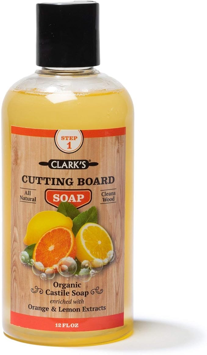 CLARK'S Cutting Board Soap and Large Scrub Brush from Clean your kitchen boards, bowls, countertops, and utensils the natural way | Castile Based