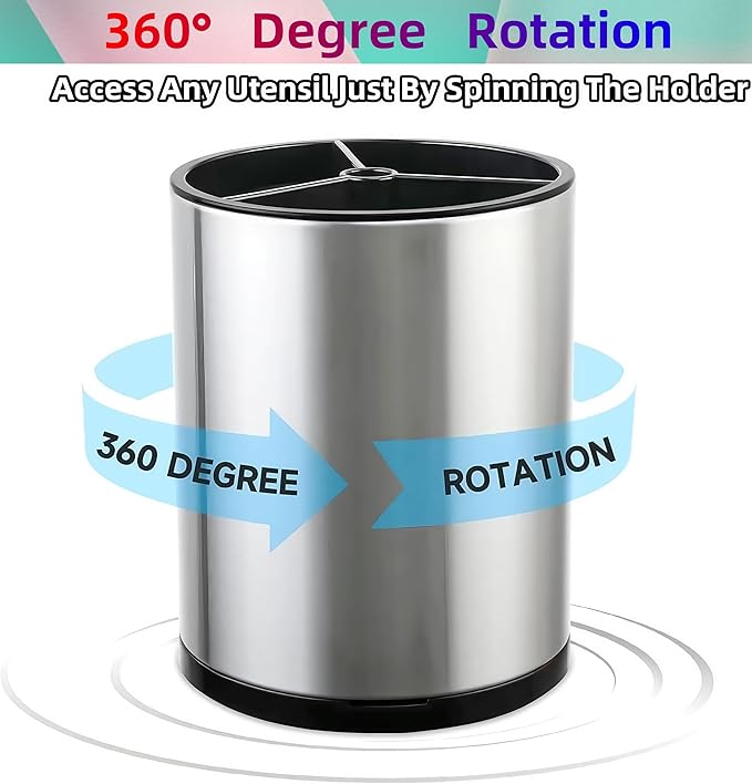 LIBODOUR Kitchen Utensil Holder Extra Large Rotating - Image 5