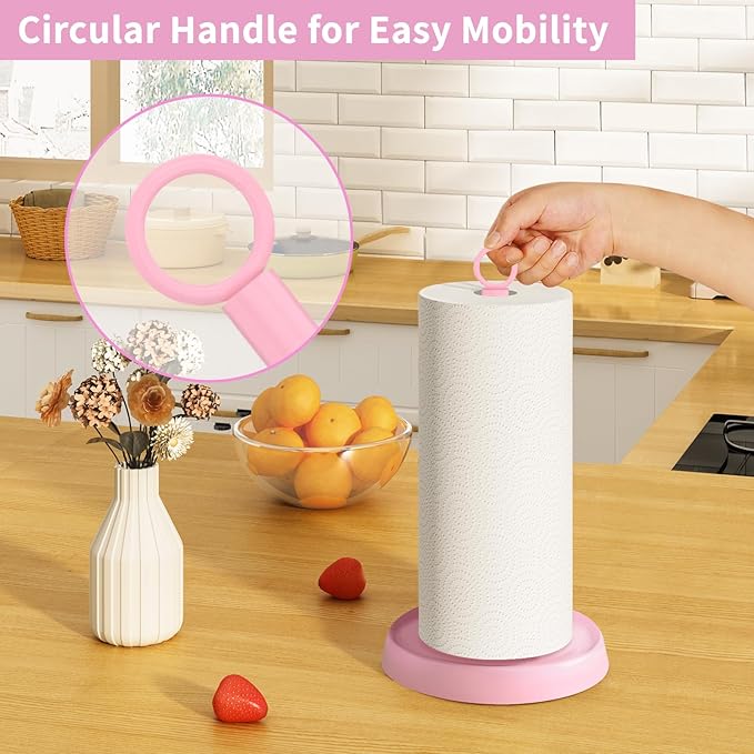 Pink Paper Towel Holder Countertop, Stainless Steel, Paper Towel Stand Holder - Image 2
