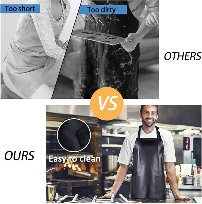 Homsolver 2 Pack Waterproof Rubber Aprons, Heavy Duty Butcher - Image 6