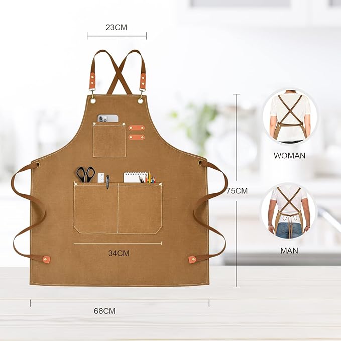OUNLEN Chef Apron for Men Women Canvas Aprons - Image 2