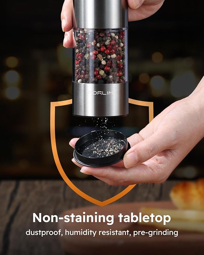 FORLIM Electric Salt and Pepper Grinder Set, USB Rechargeable, Automatic Salt - Image 3