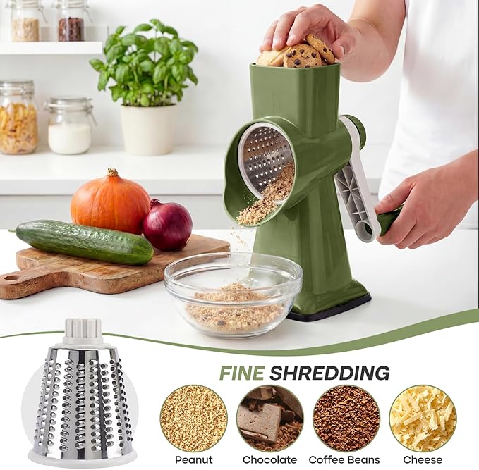 Rotary Cheese Grater, Cheese Shredder Hand Crank, Manual Cheese Grater - Image 4