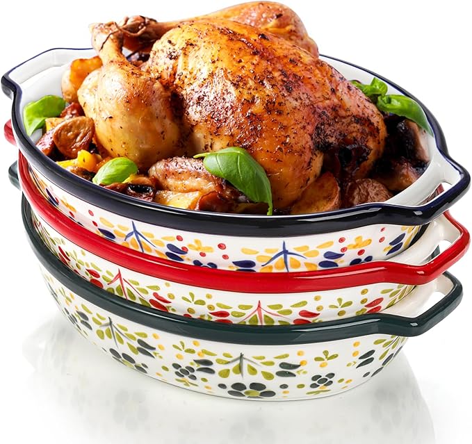 Peohud 3 Pack Ceramic Baking Dishes, 50 Oz Large Casserole Dish by Peohud