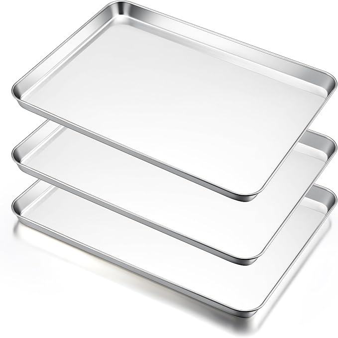 E-far Large Baking Sheets Set of 3, 20”x14” Stainless Steel Cookie Sheet Pans by E-far