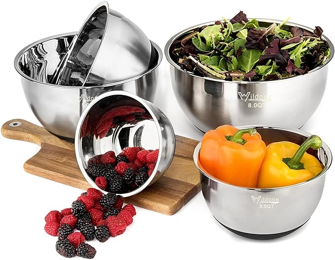 Wildone Mixing Bowls with Airtight Lids, Stainless Steel Nesting Mixing Bowls - Image 5