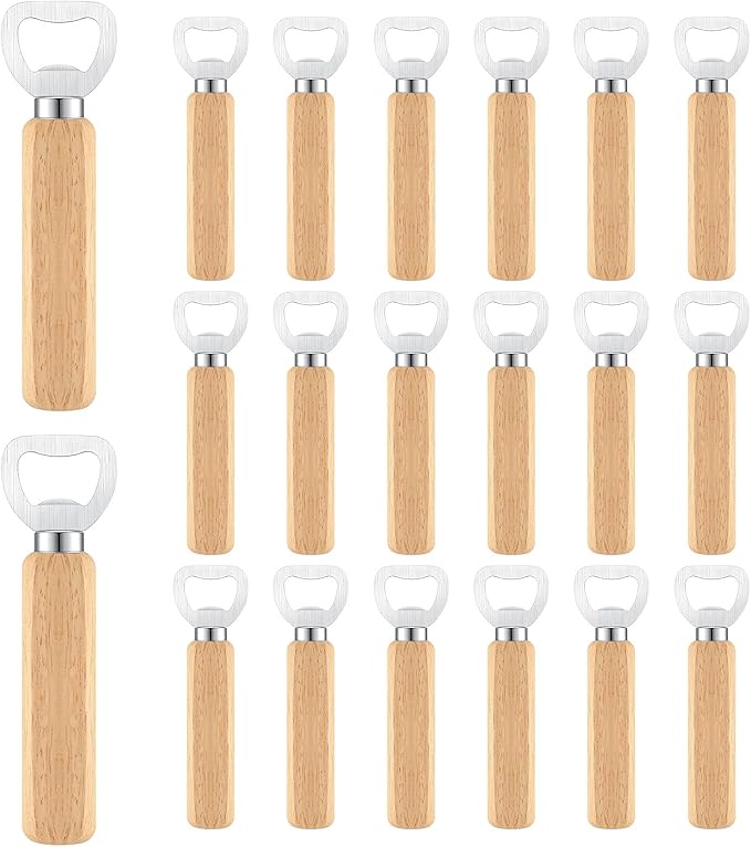 20 Pcs Wooden Bottle Opener Bulk Wooden Beer Opener Engravable DIY Bottle Opener by Yugada