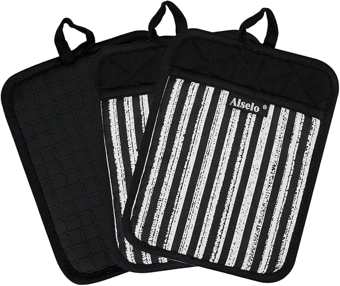 Alselo Silicone Pot Holders Set of 3 Heat Resistant & Non Slip Potholders - Image 9