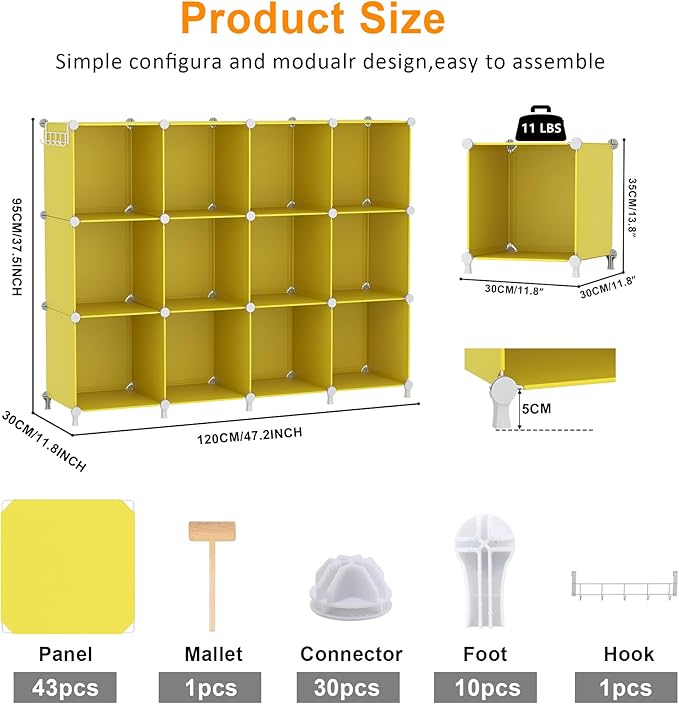 AWTATOS Cube Storage Organizer, Storage Cubes Shelves, 12 Cube Closet - Image 3