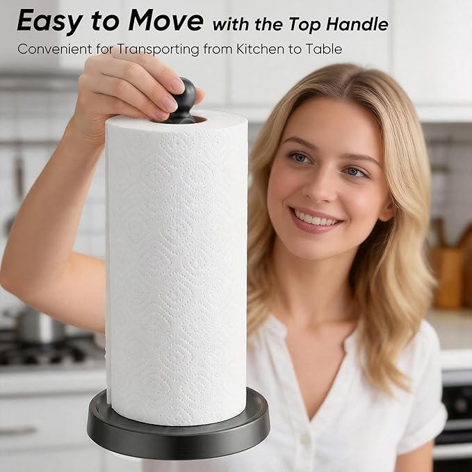 theaoo Paper Towel Holder Countertop, One-Handed Tear Paper Towel Stand - Image 5