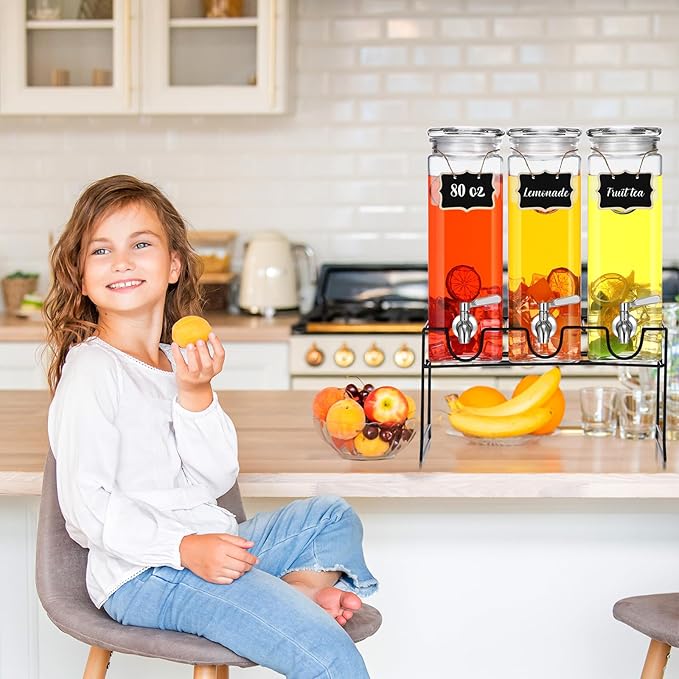 3 Pack 80 oz Tall Glass Drink Dispenser - Image 4