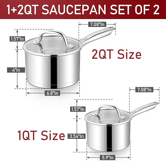P&P CHEF 1 Quart & 2 Quart Saucepan - Image 2