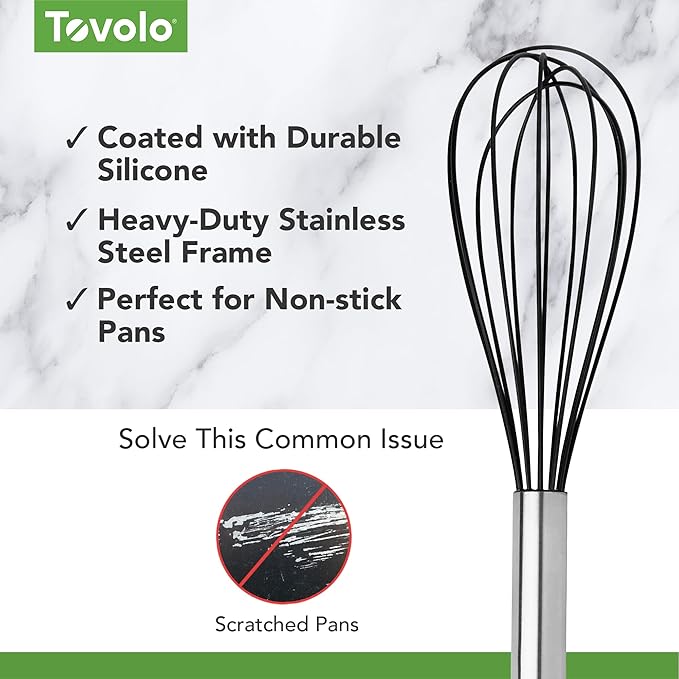 Tovolo Whisk 9 Inch Heavy Duty Silicone Wire Stainless Steel Whisker - Image 3