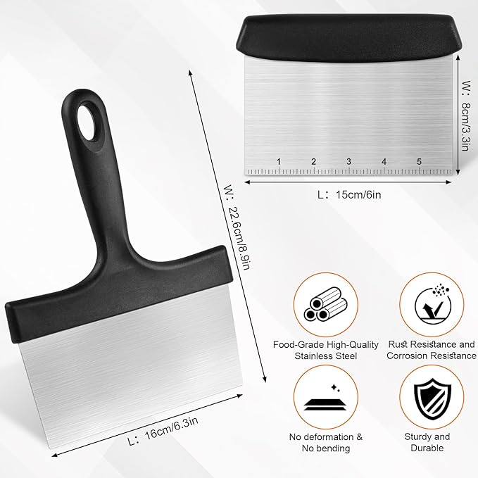 Grill Scraper&Bench Scraper Set，Food Scraper - Image 2