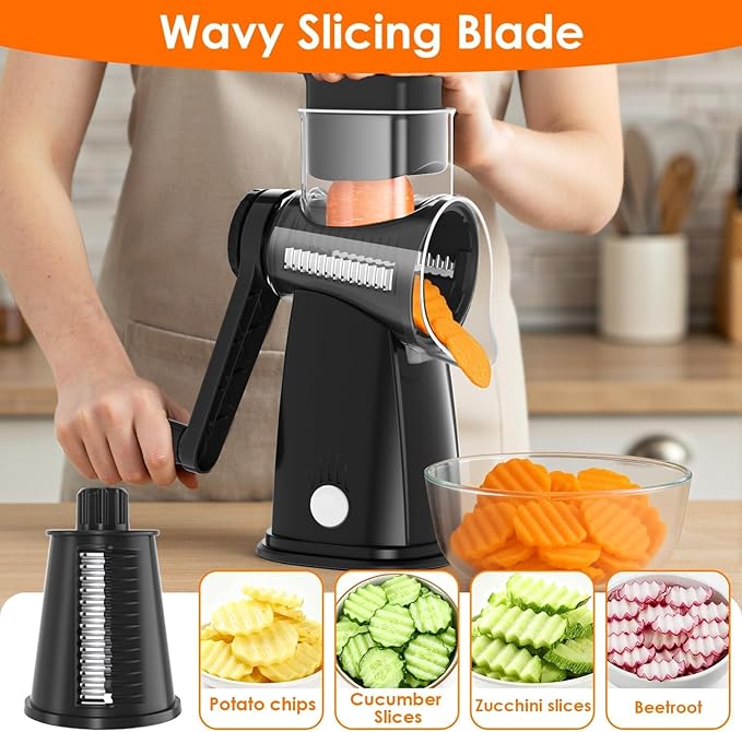 MealHelper 5 Blade Rotary Cheese Grater and Vegetable Chopper - Image 5