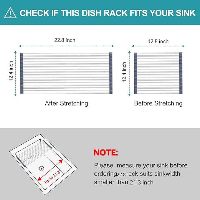 BBXTYLY Extra Large Expandable Roll Up Dish Drying Rack, Over The Sink Drying - Image 2