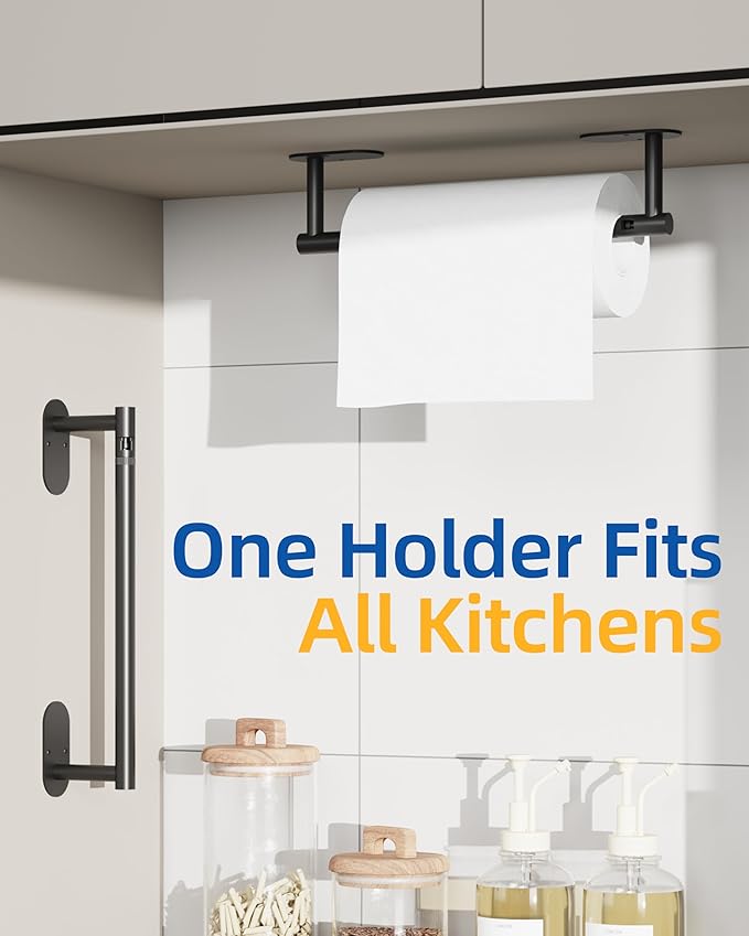RUACQ Paper Towel Holder Under Cabinet, Wall Mounted or Adhesive Stainless - Image 7