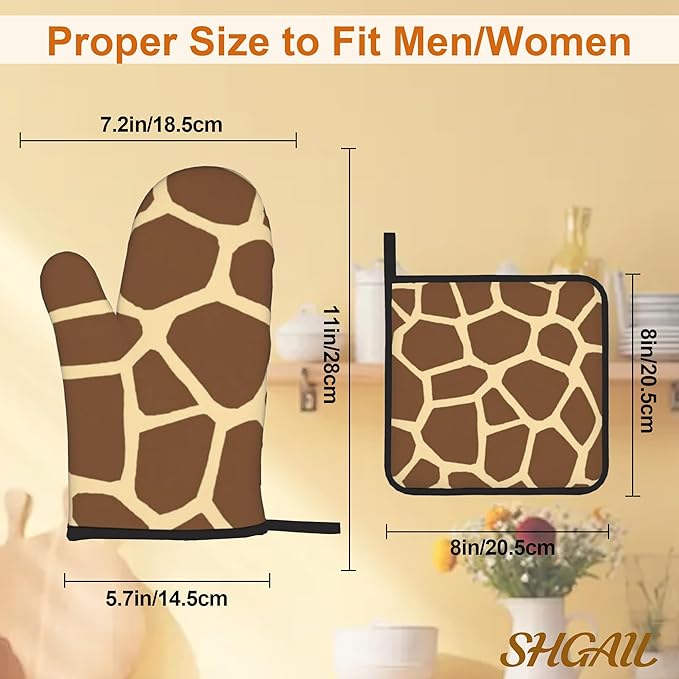 Giraffe Oven Mitts with Matching Potholders - Image 3