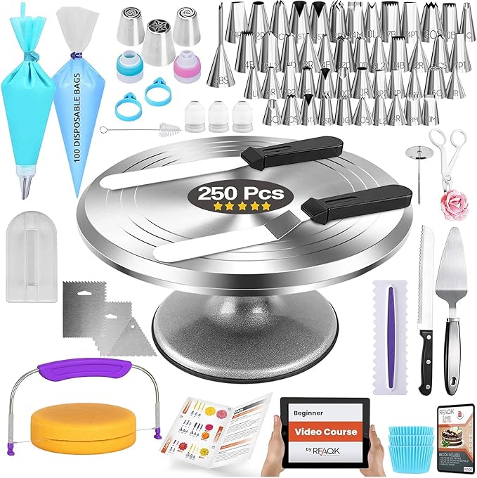 RFAQK 250 PCs Aluminum Cake Decorating Tools Kit by RFAQK