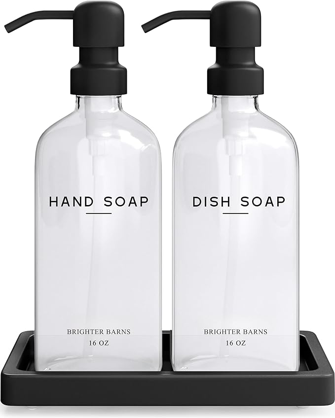 Glass Hand and Dish Soap Dispenser Set by Brighter Barns by BrighterBarns