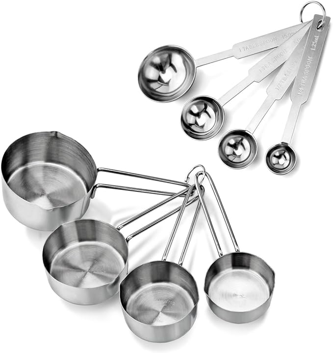 New Star Foodservice 42917 Stainless Steel 8-Piece Measuring Cups and Spoons by NewStarFoodservice