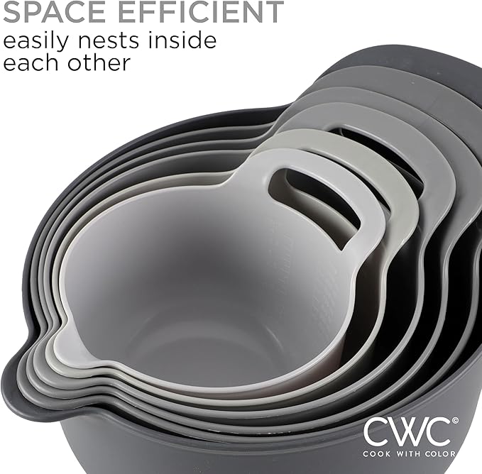 COOK WITH COLOR Nesting Plastic Mixing Bowl Set with Pour Spouts and Handles - Image 6