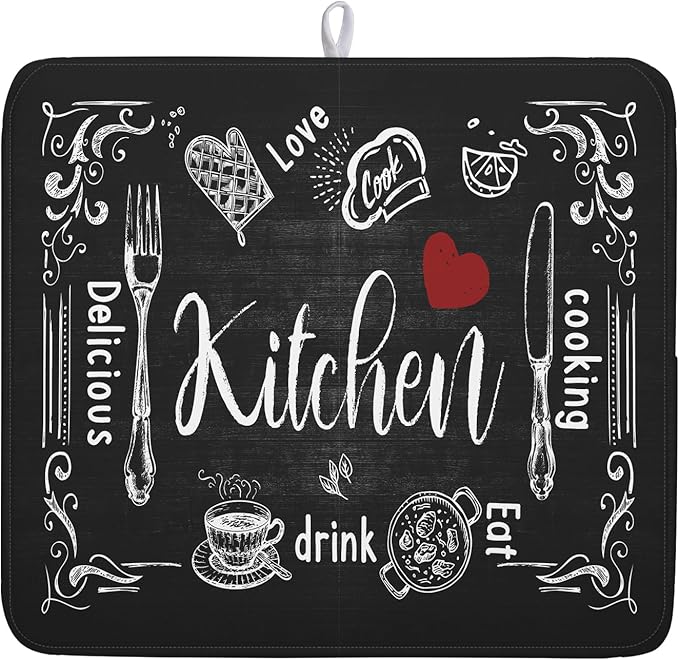 Dish Drying Mats for Kitchen Counter 16 x 18 Inch, Kitchen Drying Mat by Kawani