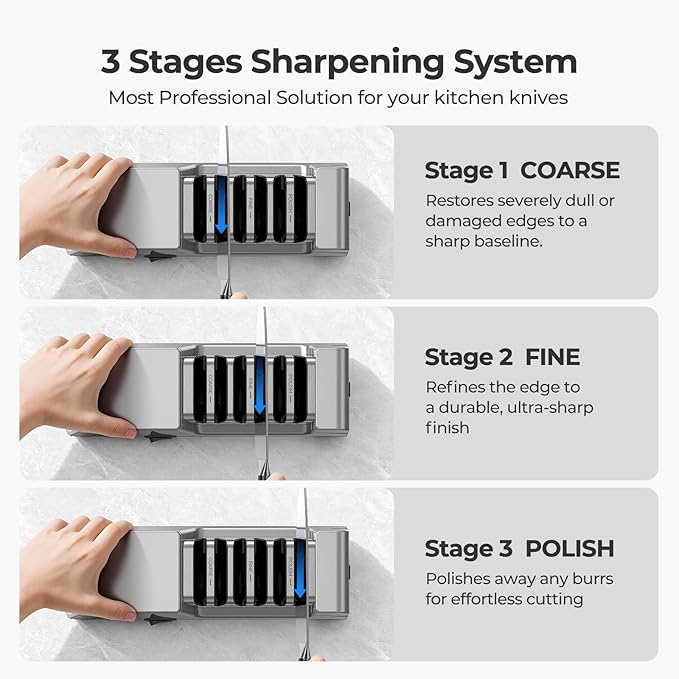 Narcissus Knife Sharpener, 3 Stages Diamond Electric Knife Sharpener - Image 5