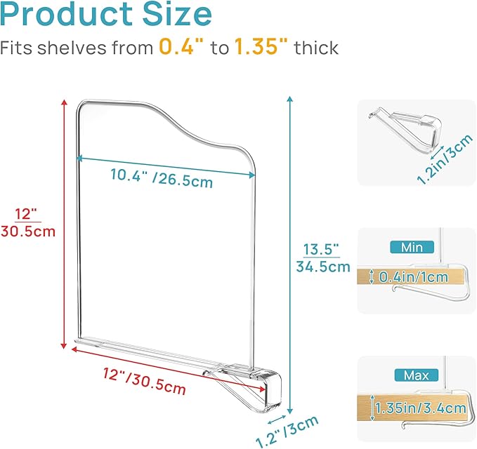 Vtopmart 12 Pack 12in Height Shelf Dividers - Image 2