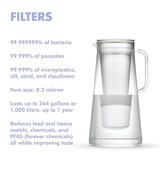 LifeStraw Home Pitcher BPA Free Plastic 7 Cup Stormy Blue - Image 4