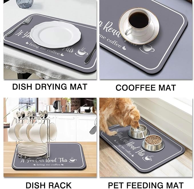Coffee Bar Mat for Countertops 19inx12in, Absorbent Hide Stain Anti-Slip Cafe - Image 8