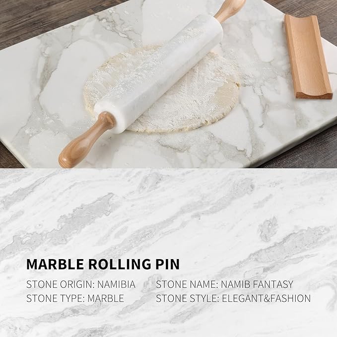 Koville Marble Rolling Pin, Non-Stick African Stone Polished Dough Roller - Image 4