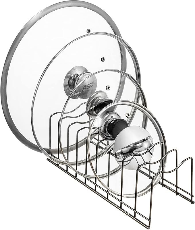 Pot Lid Organizer, Stainless Steel Pot Lid Storage Rack Holder, Cutting Board - Image 2