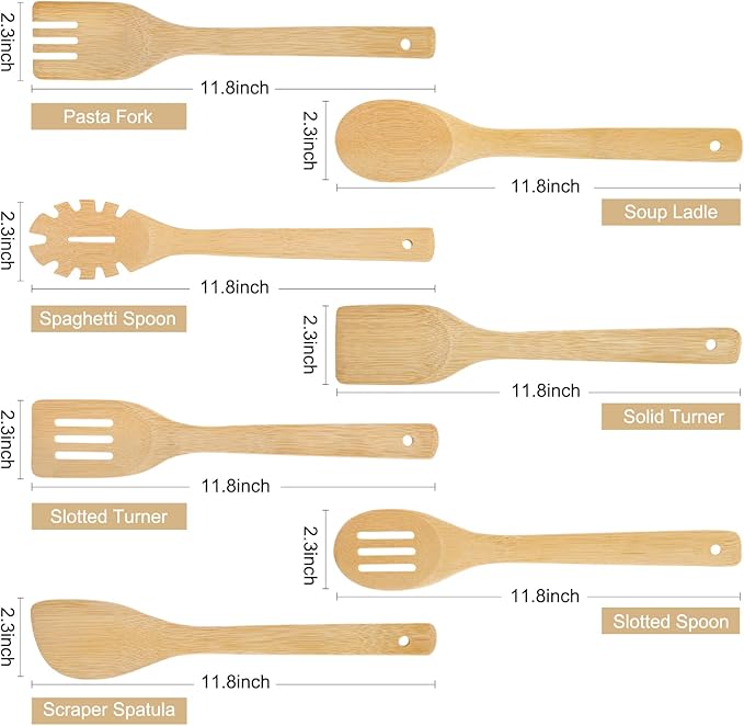 Wooden Spoons for Cooking is for All Kitchen. Made From Bamboo Wood, Wooden - Image 2