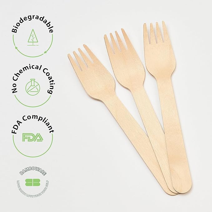 Wooden Forks 1000 Pieces Bulk Pack | Heavy-Duty Natural Birch Wood Disposable - Image 4