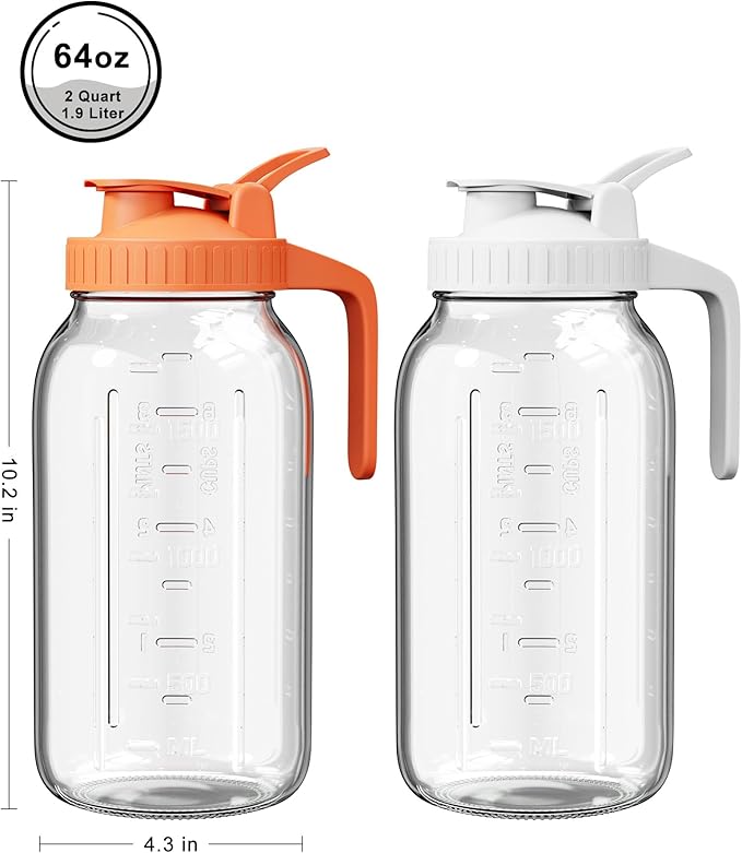 2 Pack Glass Mason Jar Pitcher - Image 2