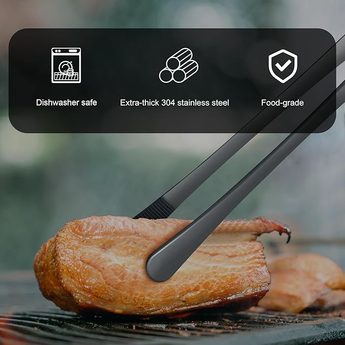 HOTEC Kitchen Tweezers Tongs Stainless Steel Professional Chef Tweezers - Image 3