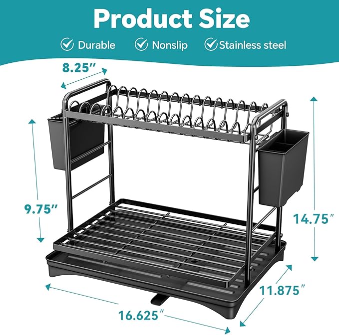 Simple Trending Dish Drying Rack, 2-Tier Dish Rack - Image 2