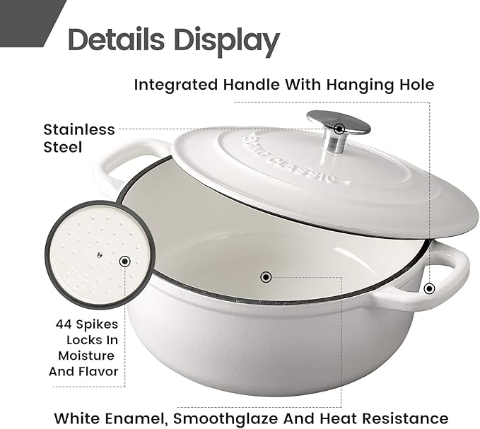 EDGING CASTING Dutch Ovens Enameled Cast Iron Covered 5.5 Quart Dutch Oven - Image 4