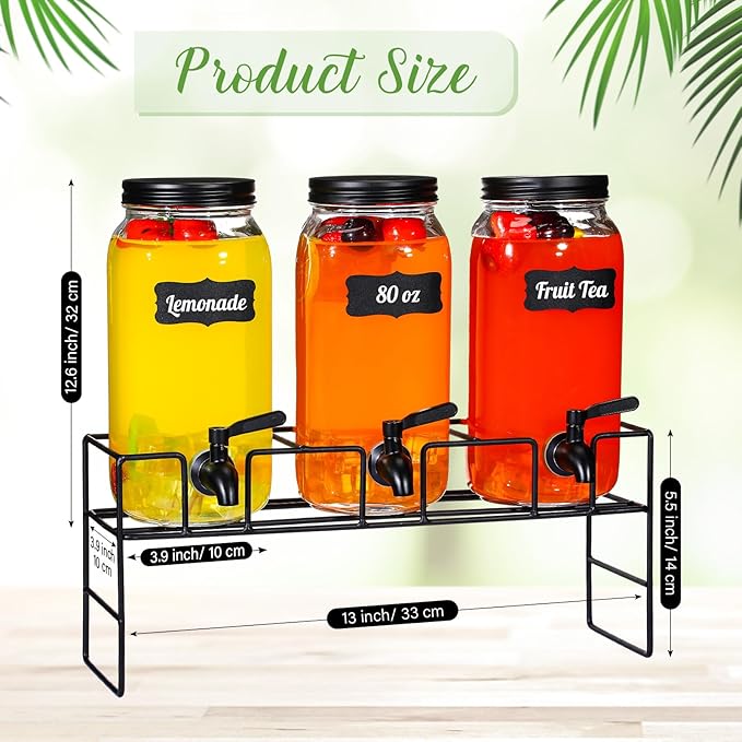 3 Pack 80 oz Glass Beverage Dispenser - Image 2