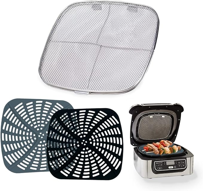 Replacement Stainless Steel Splatter Shield and Reusable Silicone Liner Set by KINLYBO