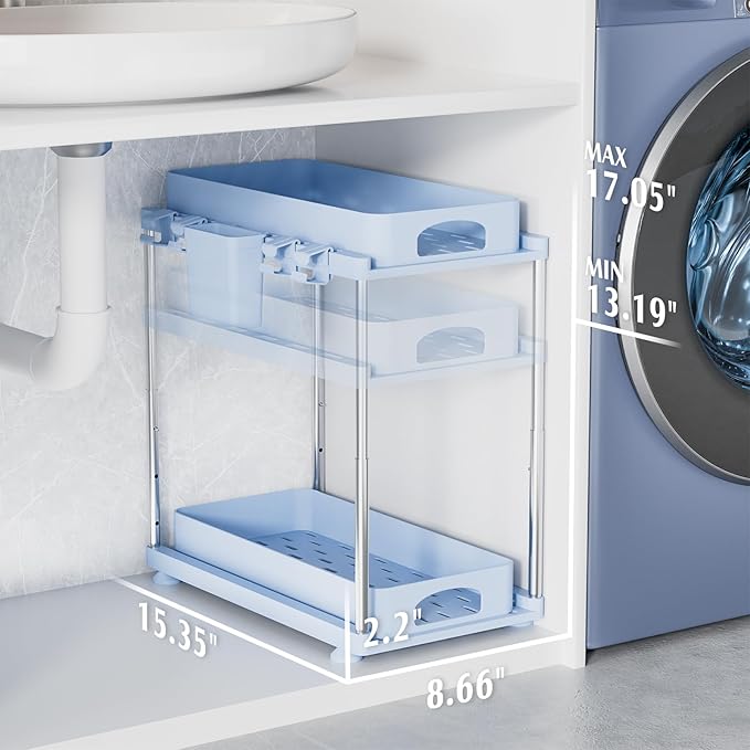VERIFOST Under Sink Organizer, 2 Tier Under Sink Organizer, Adjustable Height - Image 6