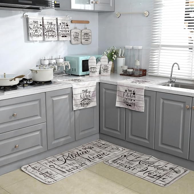 Fourluoo 10 Pcs Farmhouse Kitchen Decor and Accessories Set 4 Kitchen Towels 2 - Image 7