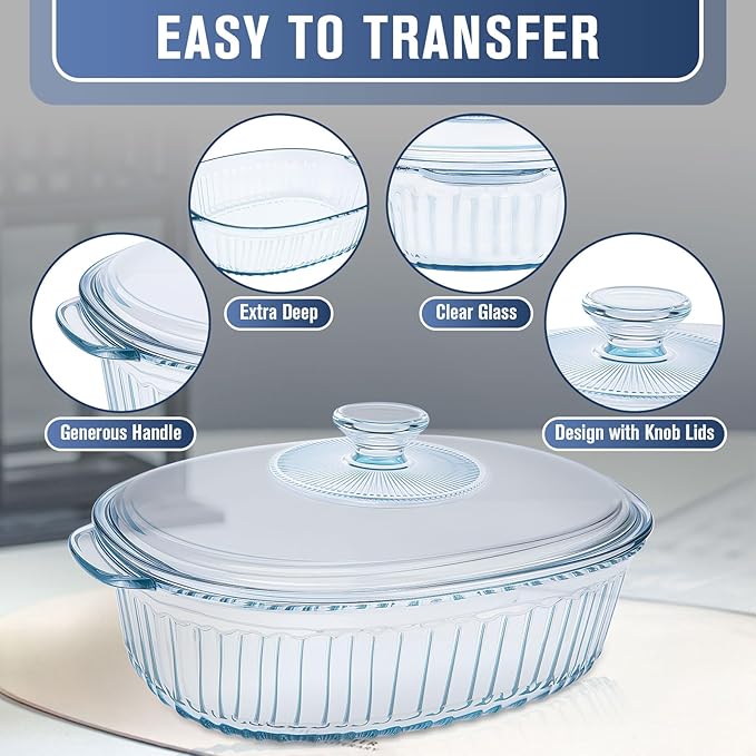 Glass Baking Dishes for Oven, 2 Pack Casserole Dishes - Image 3