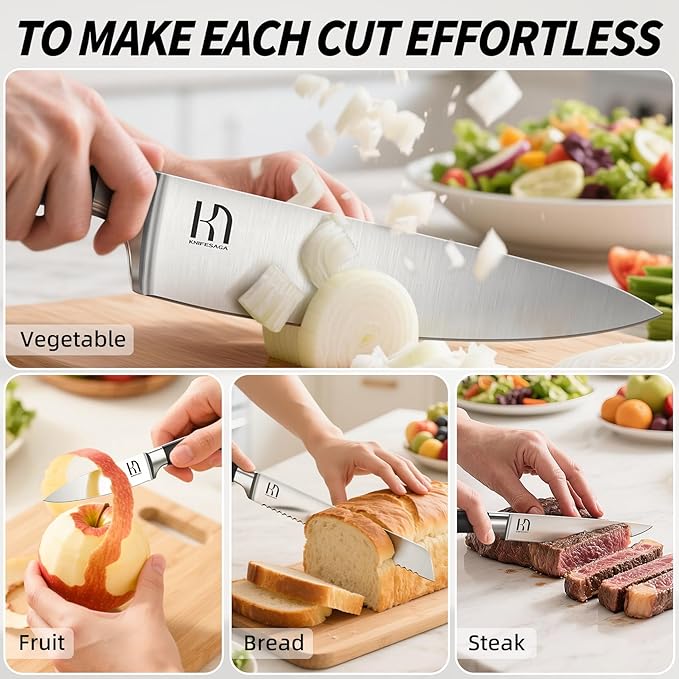 KnifeSaga Premium Knife Set 15 Pcs Quality Kitchen Knife Set - Image 5