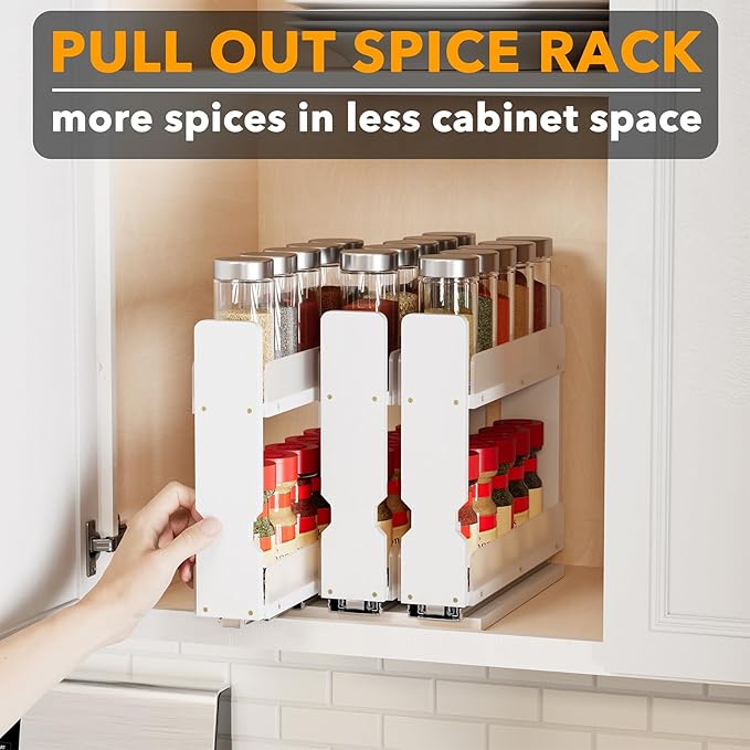 SpaceAid Bamboo Pull Out Spice Rack Organizer - Image 5