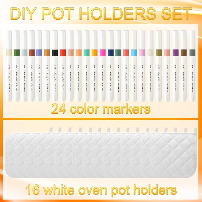 40 Pcs Pot Holder Bulk for Craft Set Including 16 White Pot Holders Oven Mitts - Image 3